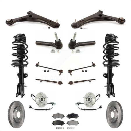 Front Disc Rotors Brake Pad Bearing Shock Assembly Suspension Kit (15Pc) For 2011-2011 Dodge Grand Caravan Chrysler Town & Country EXCLUDES MODELS WITH NIVOMAT REAR SUSPENSION KM-100074 by Transit Auto