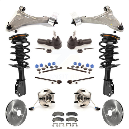 Front Disc Rotors Brake Pads Hub Bearings Assembly Control Arms Tie Rod End Shock Suspension Link Kit (15Pc) For Buick Lucerne Excludes Magnetic Ride KM-100097 by Transit Auto