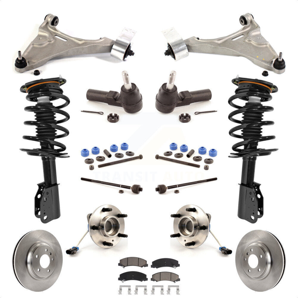 Front Disc Rotors Brake Pads Hub Bearings Control Arms Tie Rod End Shock Assembly Suspension Link Kit (15Pc) For 2006-2011 Buick Lucerne 4.6L Excludes Magnetic Ride KM-100200 by Transit Auto