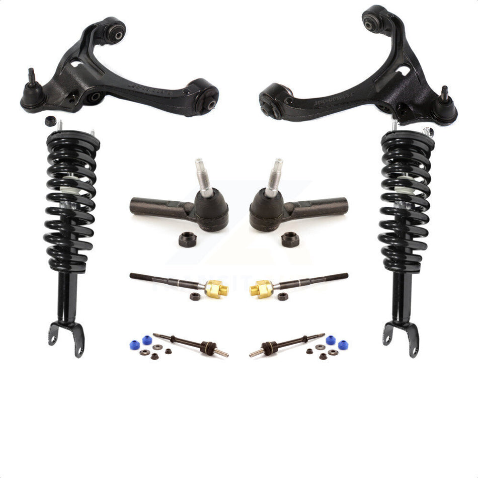 Front Control Arms Assembly And Complete Shock Tie Rods Link Sway Bar Suspension Kit (10Pc) For Dodge Dakota Mitsubishi Raider Excludes Rear Wheel Drive TRX Lift Kits 4WD KSS-103949 by Transit Auto