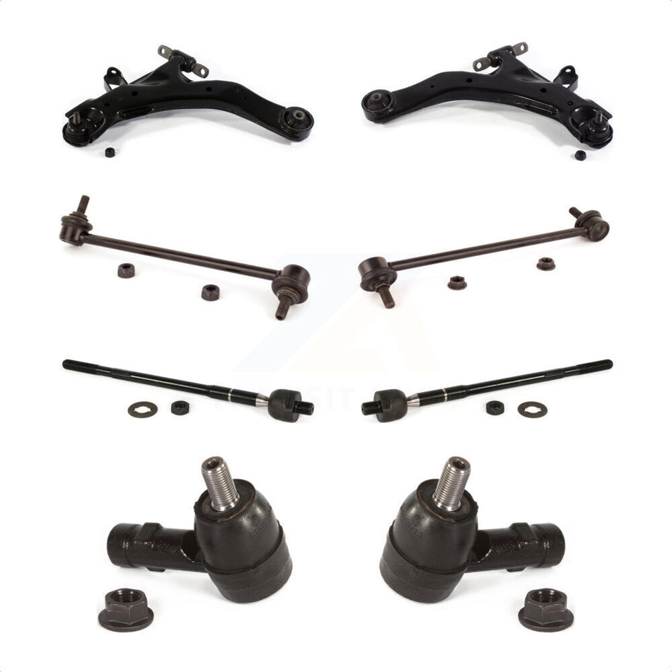 Front Suspension Control Arm And Ball Joint Assembly Steering Tie Rod End Stabilizer Bar Link Kit (8Pc) For 2005-2009 Kia Spectra Spectra5 KTR-100461 by TOR