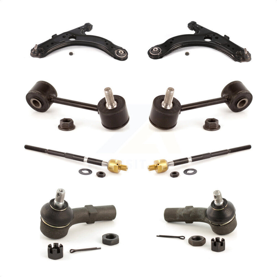 Front Suspension Control Arm And Ball Joint Assembly Steering Tie Rod End Stabilizer Bar Link Kit (8Pc) For Volkswagen Jetta Beetle Golf KTR-100557 by TOR