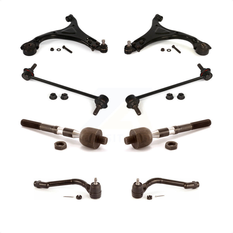 Front Suspension Control Arm And Ball Joint Assembly Steering Tie Rod End Stabilizer Bar Link Kit (8Pc) For 2012-2013 Hyundai Sonata GL GLS 10.63" Center To Length KTR-100572 by TOR