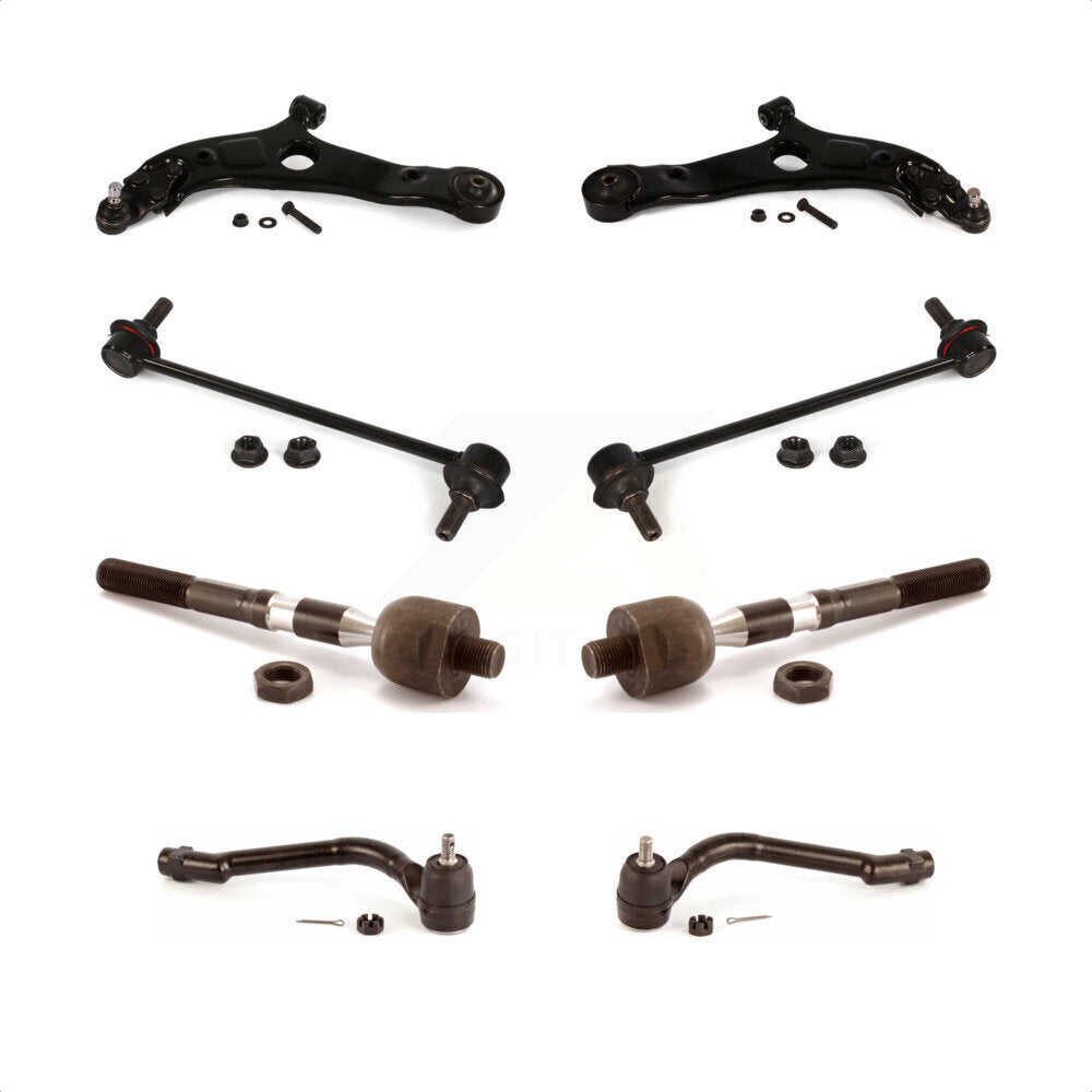 Front Suspension Control Arm And Ball Joint Assembly Steering Tie Rod End Stabilizer Bar Link Kit (8Pc) For Hyundai Sonata Kia Optima Cadenza KTR-100574 by TOR