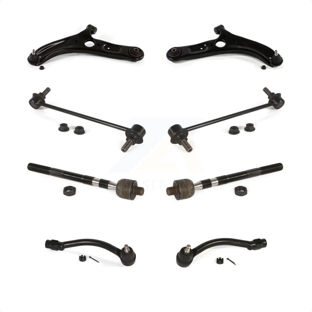 Front Suspension Control Arm And Ball Joint Assembly Steering Tie Rod End Stabilizer Bar Link Kit (8Pc) For Hyundai Elantra Coupe Vehicles Manufactured In USA KTR-103231 by TOR