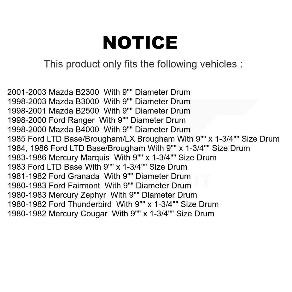 Rear Drum Brake Wheel Cylinder Pair For Ford Ranger Mazda B3000 LTD B2500 B4000 B2300 Fairmont Mercury Marquis Thunderbird Granada Zephyr Cougar K14-100001