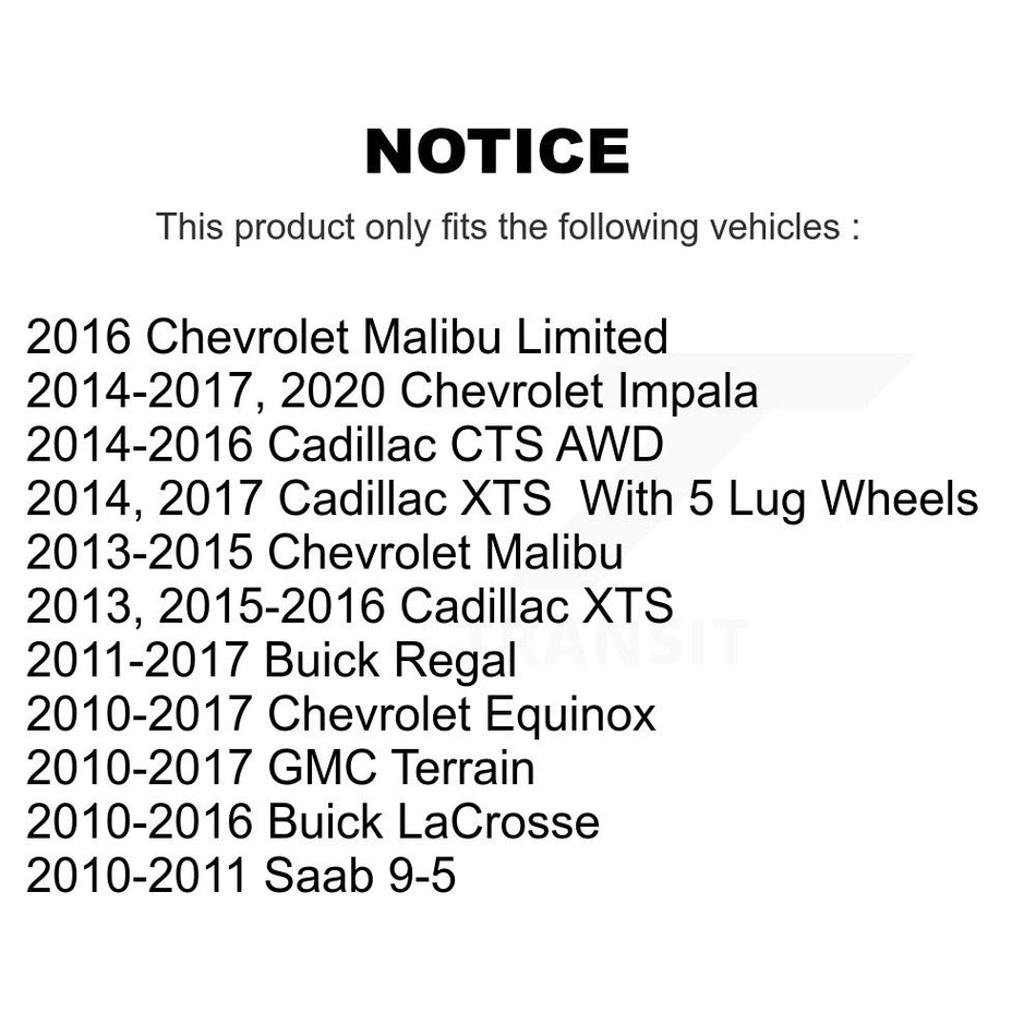 Front Wheel Bearing And Hub Assembly Pair For Chevrolet Equinox GMC Terrain Malibu Buick Impala LaCrosse Cadillac Regal XTS Limited CTS Saab 9-5 K70-100337