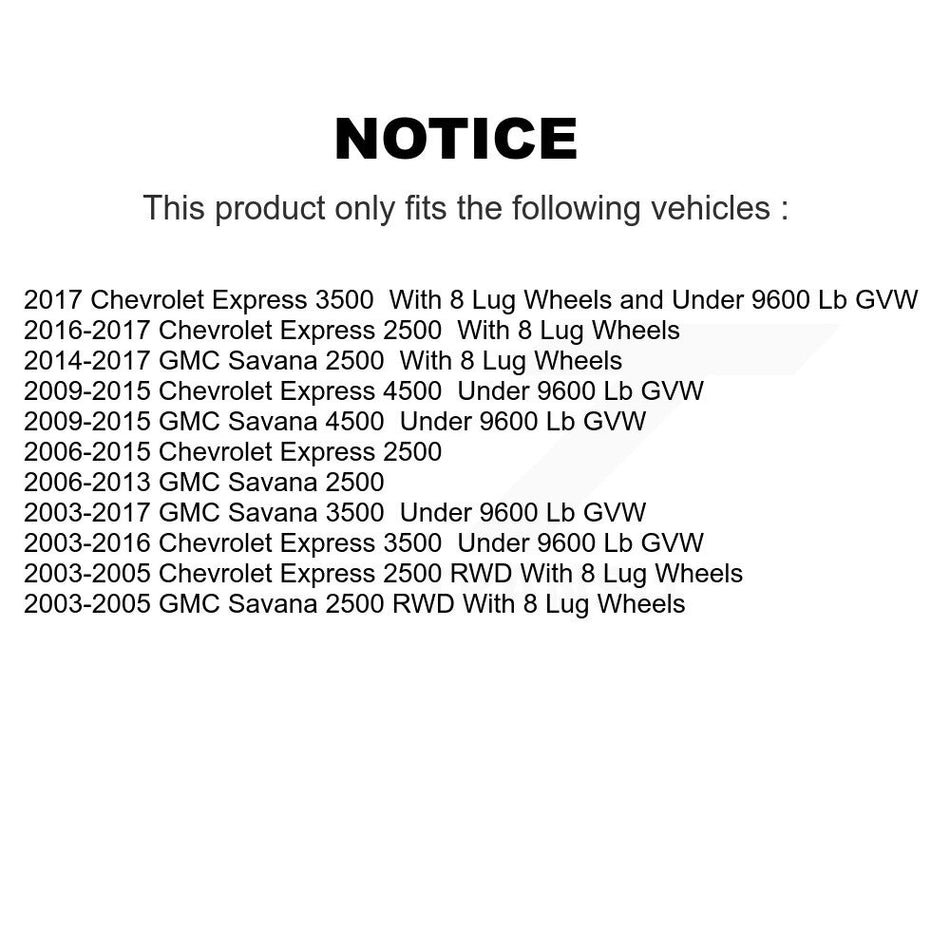 Front Wheel Bearing And Hub Assembly Pair For Chevrolet Express 3500 2500 GMC Savana 4500 K70-100404