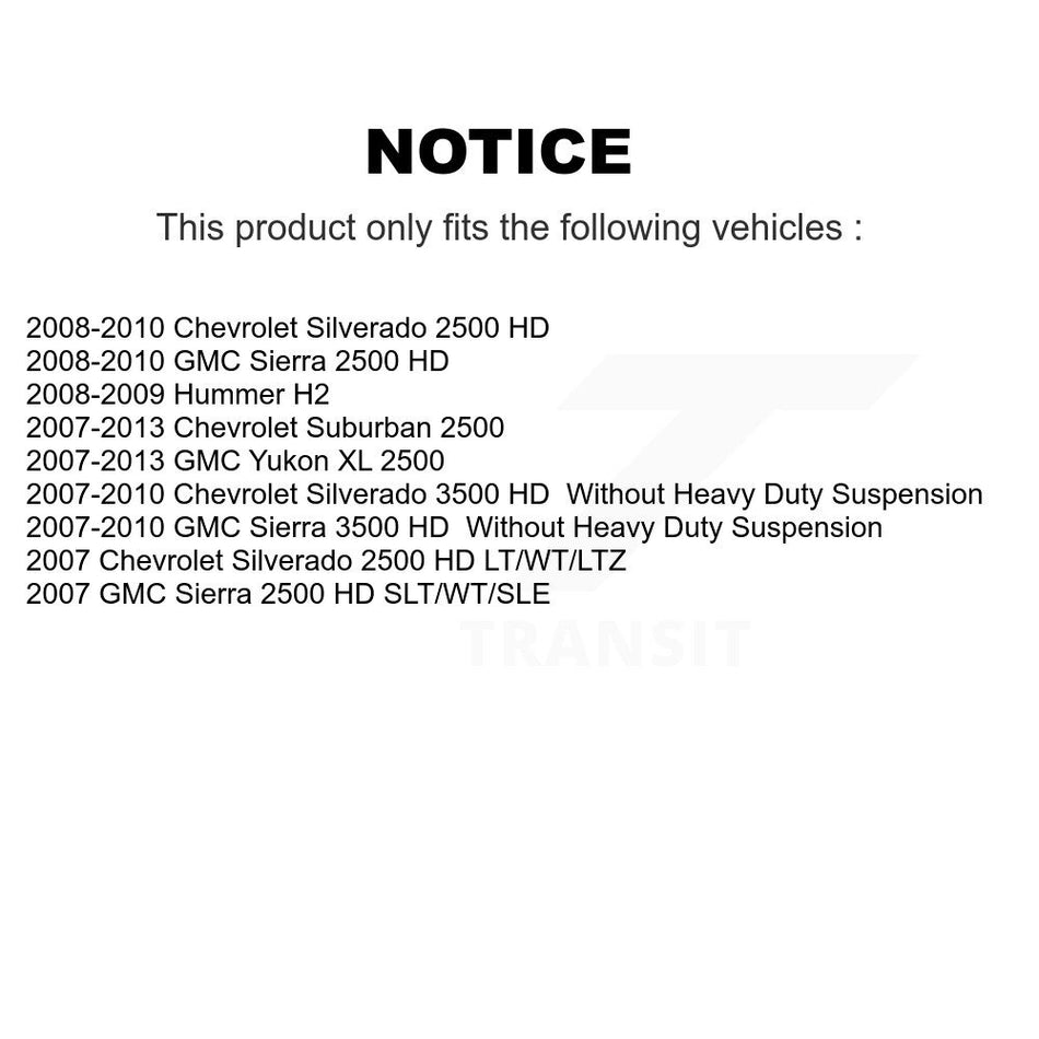 Front Wheel Bearing And Hub Assembly Pair For Chevrolet Silverado 2500 HD GMC Sierra 3500 Suburban Hummer H2 Yukon XL K70-100430