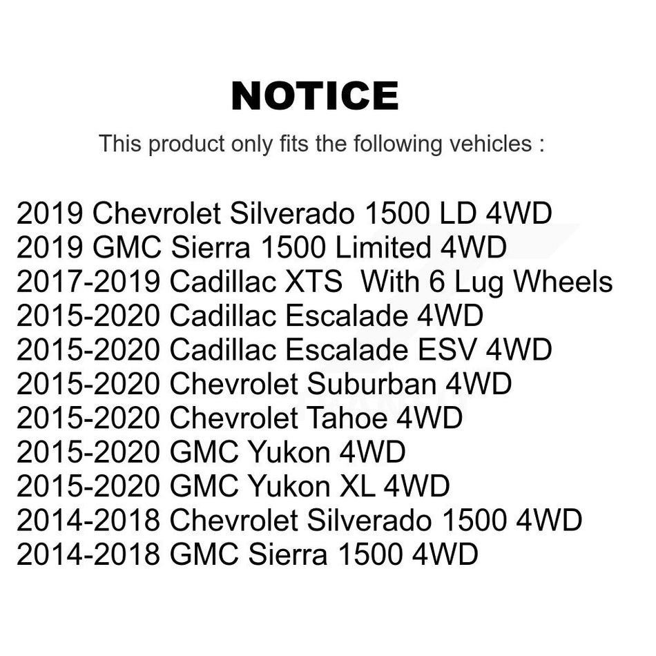 Front Wheel Bearing And Hub Assembly Pair For Chevrolet Silverado 1500 GMC Sierra Tahoe Suburban Yukon Cadillac XL Escalade ESV LD XTS Limited K70-100454