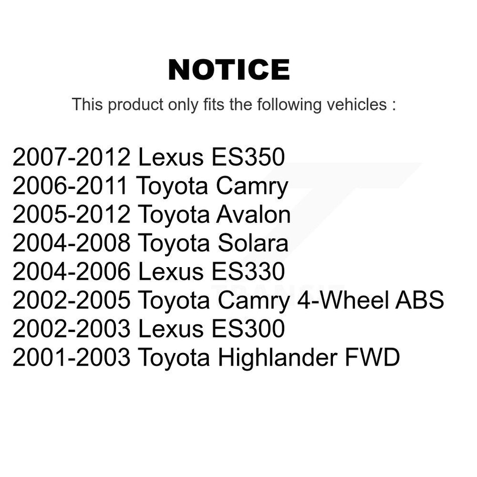 Rear Wheel Bearing And Hub Assembly Kit For Toyota Camry Lexus Avalon ES350 Solara Highlander ES330 ES300 K70-100460