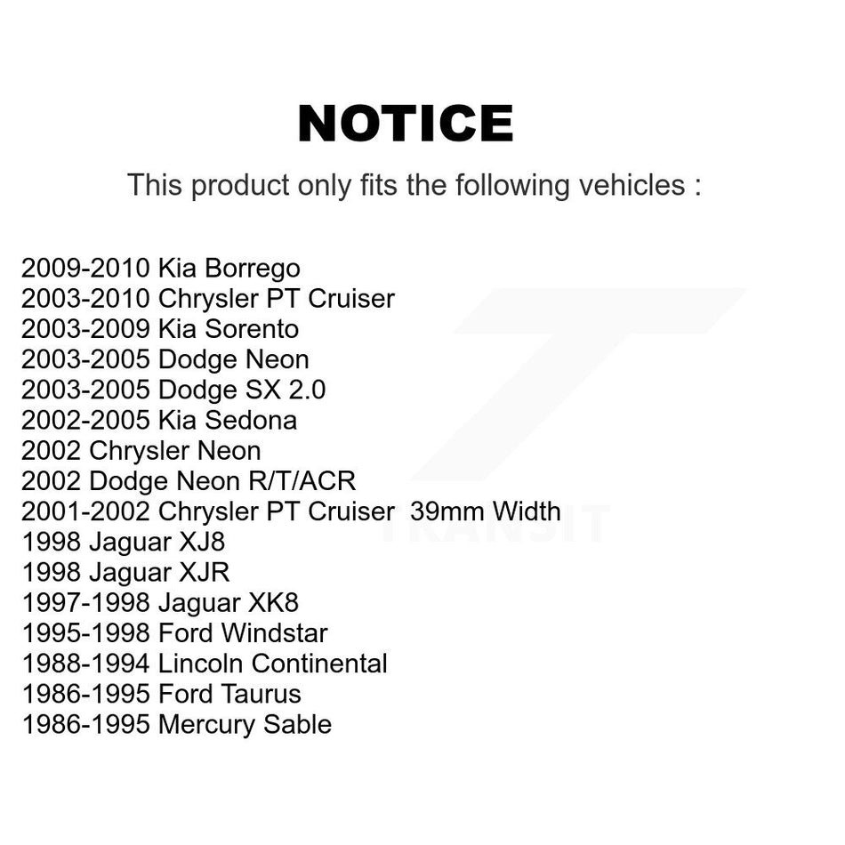 Front Wheel Bearing Pair For Chrysler PT Cruiser Kia Sorento Dodge Neon Ford Sedona Taurus Windstar Mercury Sable Borrego Jaguar XK8 Lincoln Continental XJ8 XJR SX 2.0 K70-100550