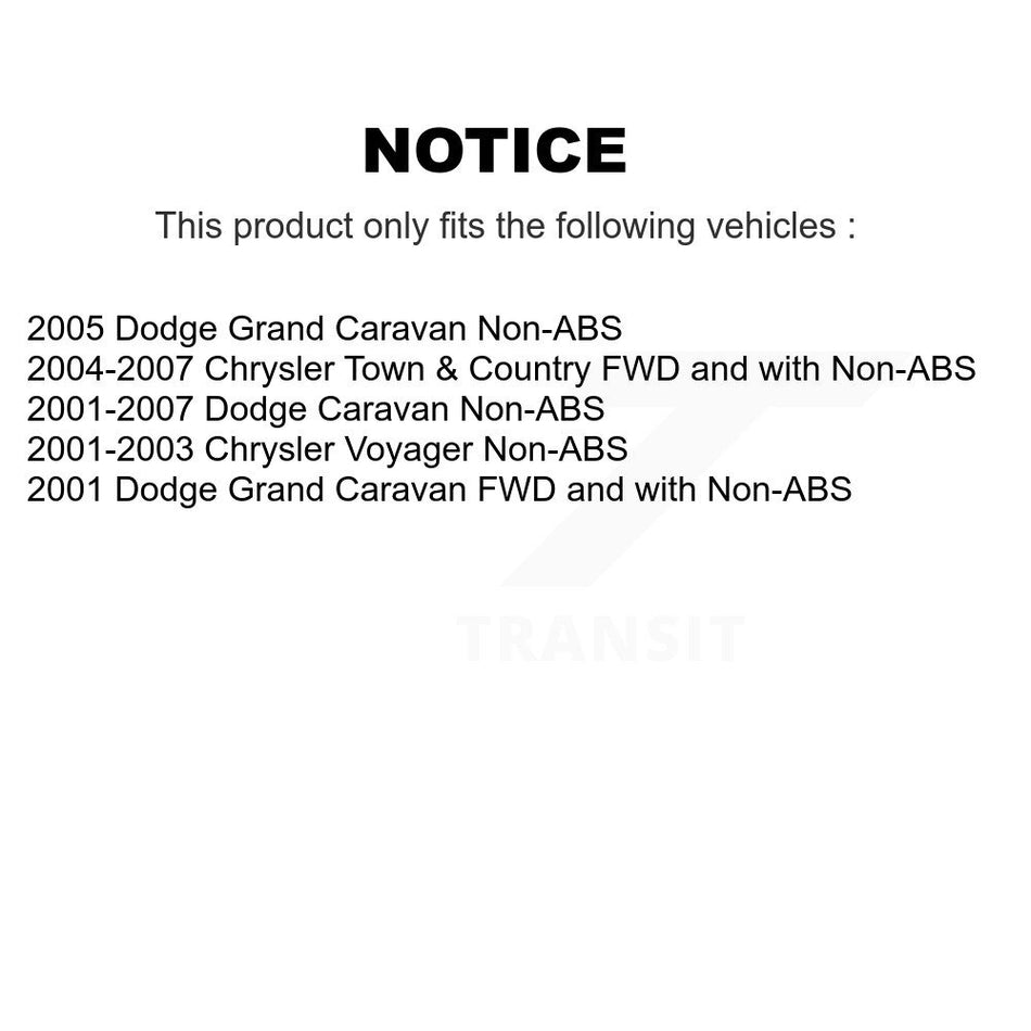 Rear Wheel Bearing And Hub Assembly Pair For Chrysler Dodge Town & Country Grand Caravan Voyager K70-100581