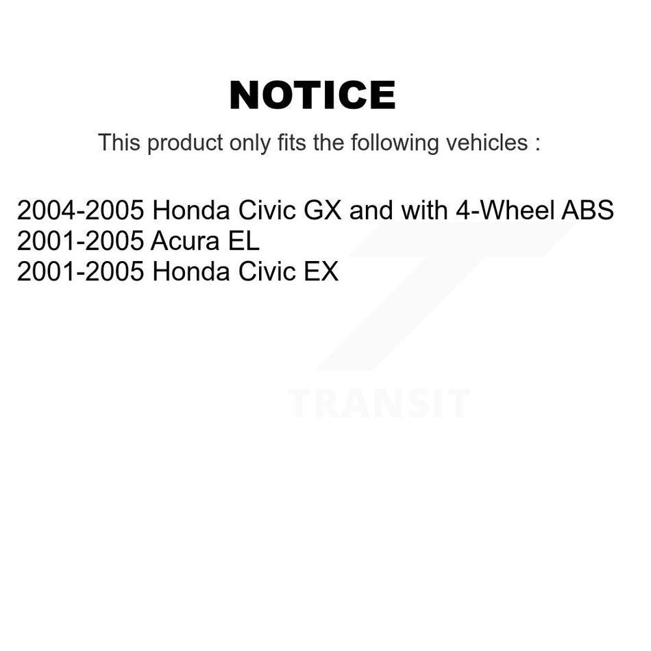 Rear Wheel Bearing And Hub Assembly Pair For Honda Civic Acura EL K70-100584