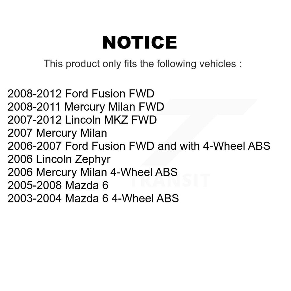 Rear Wheel Bearing And Hub Assembly Pair For Ford Fusion Mazda 6 Lincoln MKZ Mercury Milan Zephyr K70-100627