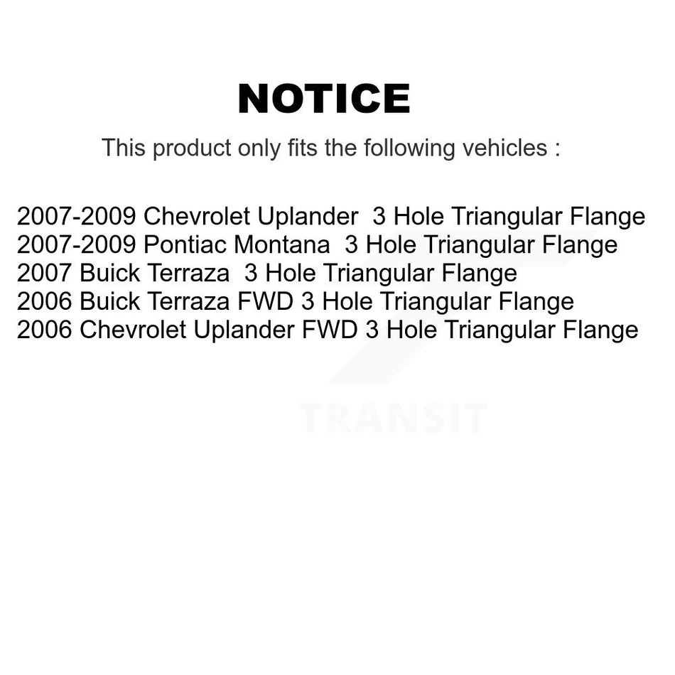 Rear Wheel Bearing And Hub Assembly Pair For Chevrolet Uplander Buick Terraza Pontiac Montana 3 Hole Triangular Flange K70-100769