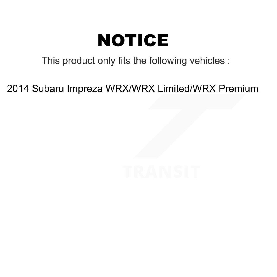 Front Rear Wheel Bearing & Hub Assembly Kit For 2014-2014 Subaru Impreza WRX K70-101218