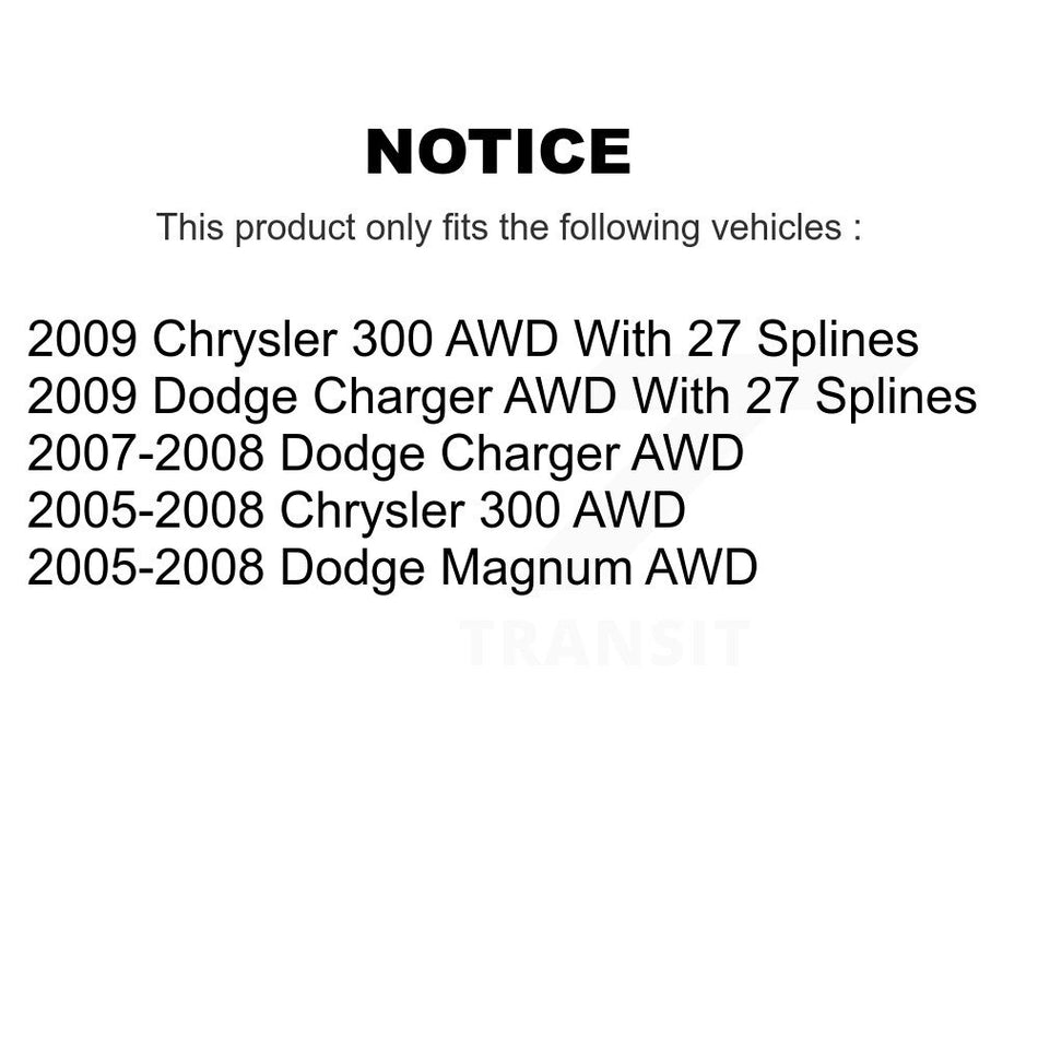 Front Rear Wheel Bearing & Hub Assembly Kit For Chrysler 300 Dodge Charger Magnum AWD K70-101224