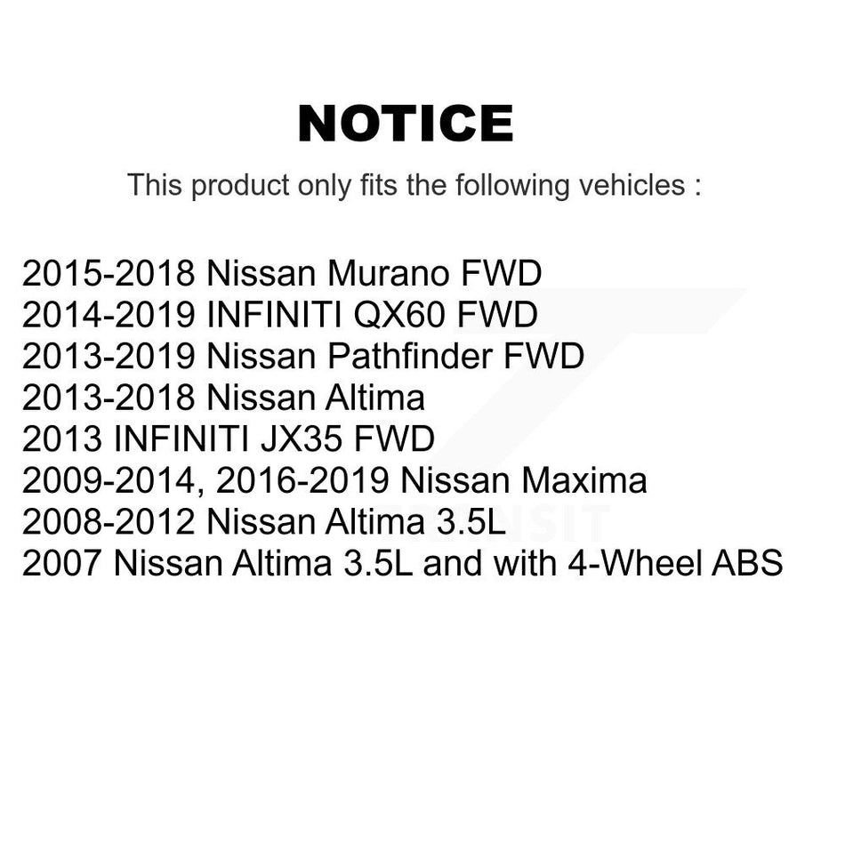 Front Rear Wheel Bearing & Hub Assembly Kit For Nissan Altima Maxima Pathfinder Murano INFINITI QX60 JX35 K70-101266