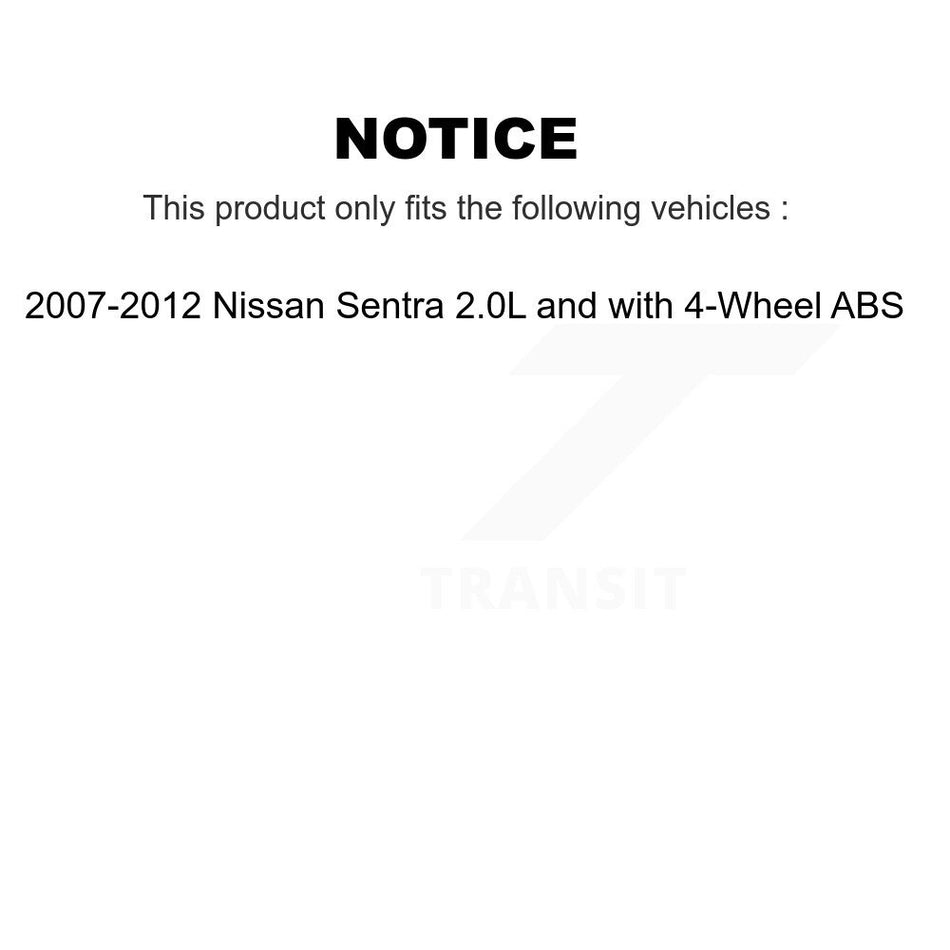 Front Rear Wheel Bearing & Hub Assembly Kit For 2007-2012 Nissan Sentra 2.0L with 4-Wheel ABS K70-101267