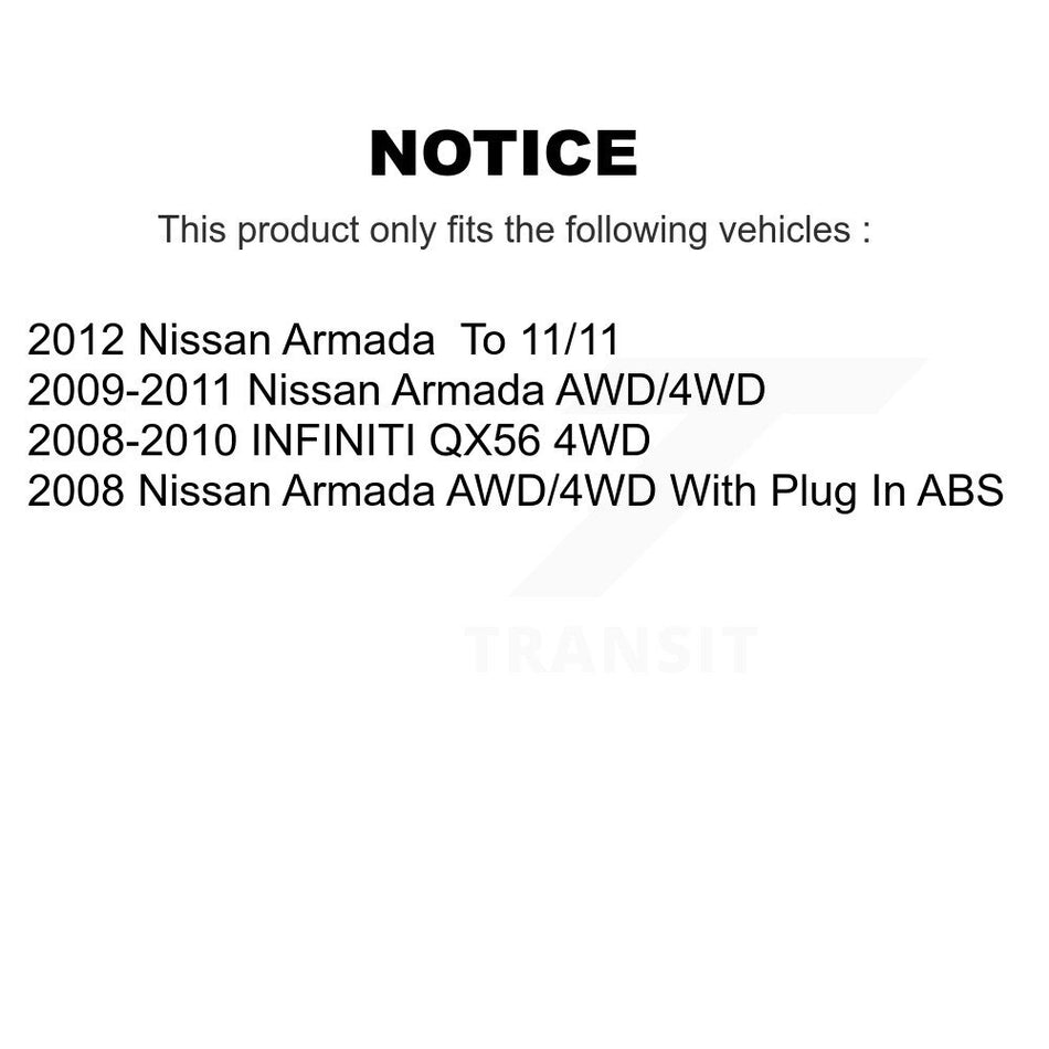 Front Rear Wheel Bearing & Hub Assembly Kit For Nissan Armada Infiniti QX56 INFINITI K70-101298