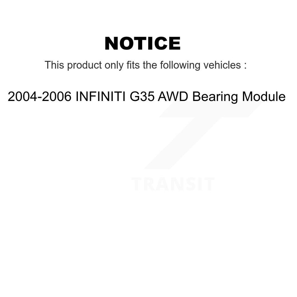 Front Rear Wheel Bearing Assembly Kit For 2004-2006 INFINITI G35 AWD Module K70-101317