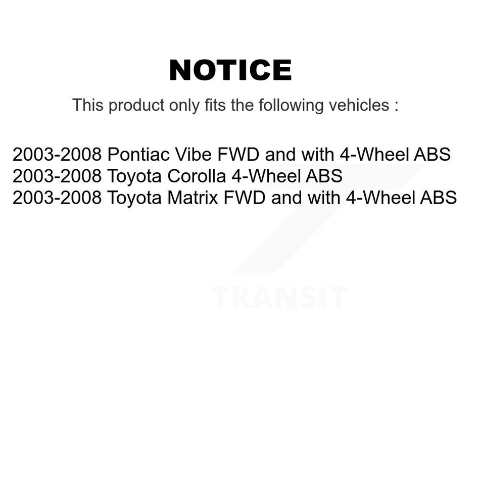 Front Rear Wheel Bearing And Hub Assembly Kit For 2003-2008 Toyota Corolla Matrix Pontiac Vibe K70-101600