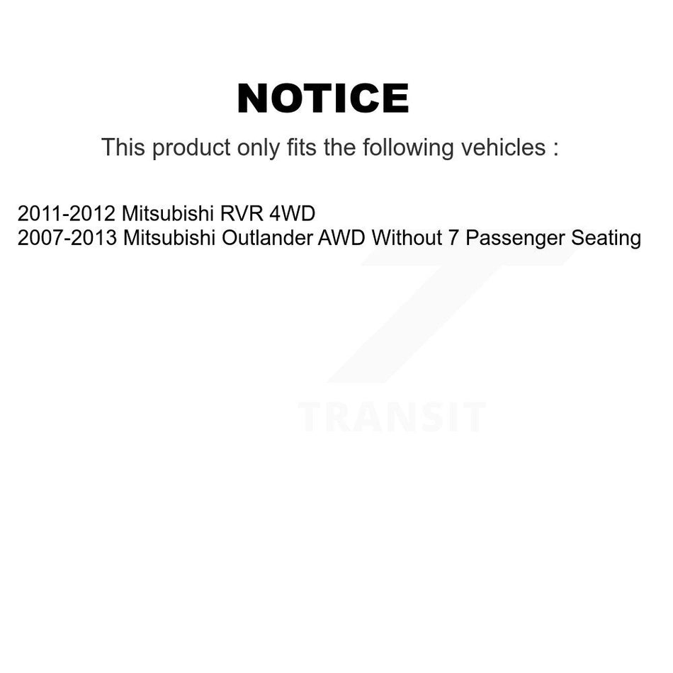 Front Rear Wheel Bearing And Hub Assembly Kit For 2007-2013 Mitsubishi Outlander AWD Without 7 Passenger Seating K70-101637