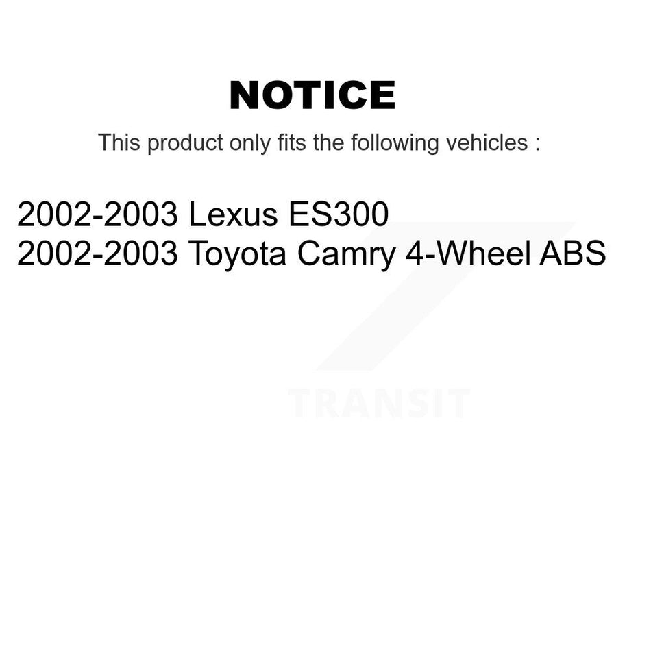 Front Rear Wheel Bearing And Hub Assembly Kit For 2002-2003 Toyota Camry Lexus ES300 K70-101702