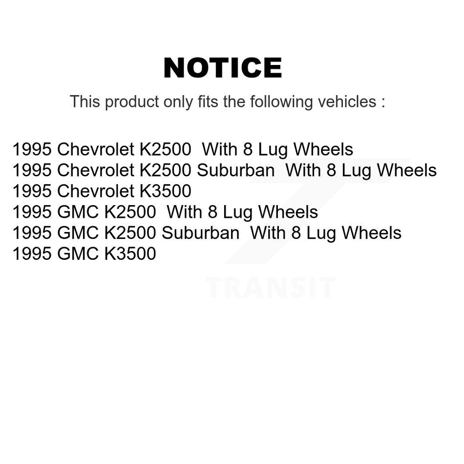 Front Wheel Bearing And Hub Assembly Kit For 1995-1995 Chevrolet K2500 GMC K3500 Suburban K70-101756