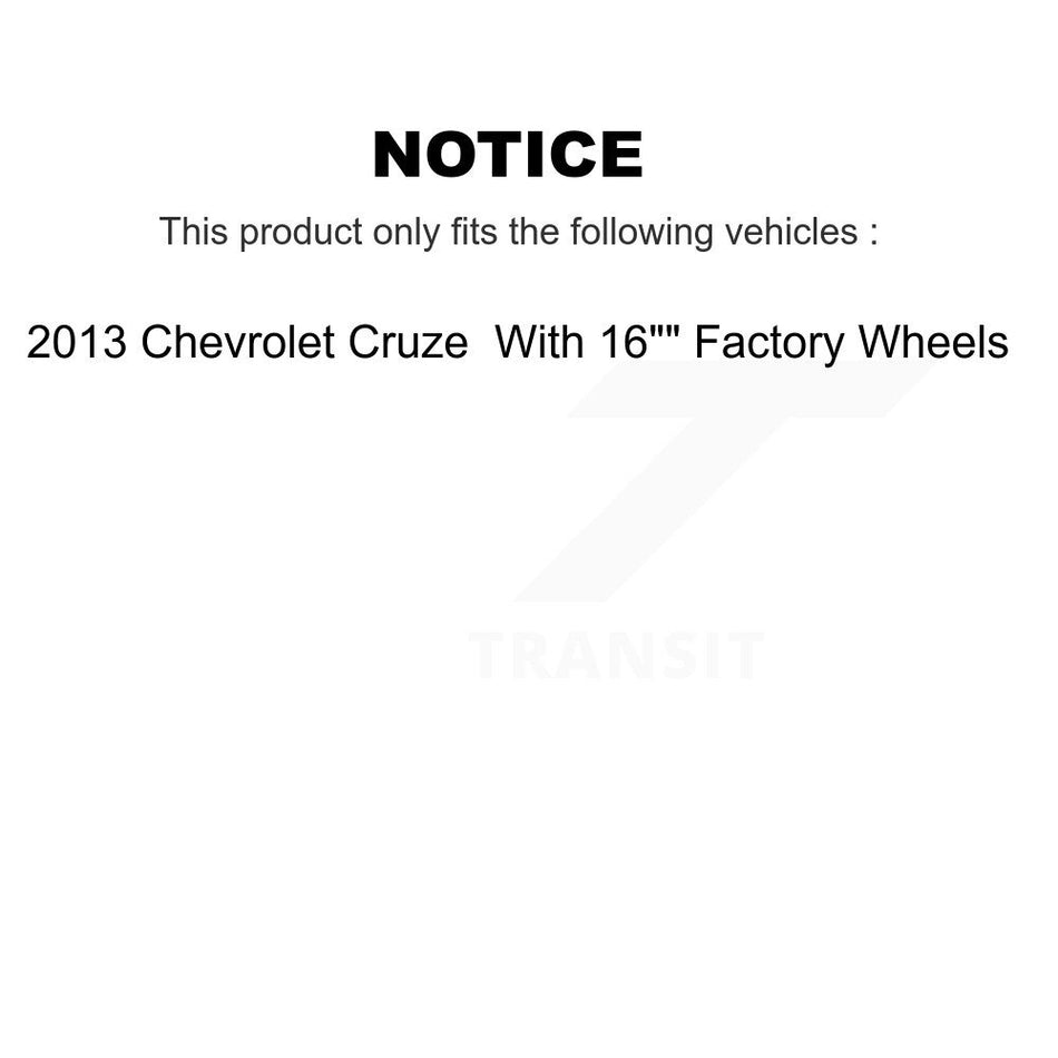 Front Rear Wheel Bearing & Hub Assembly Kit For 2013 Chevrolet Cruze With 16" Factory Wheels K70-101816