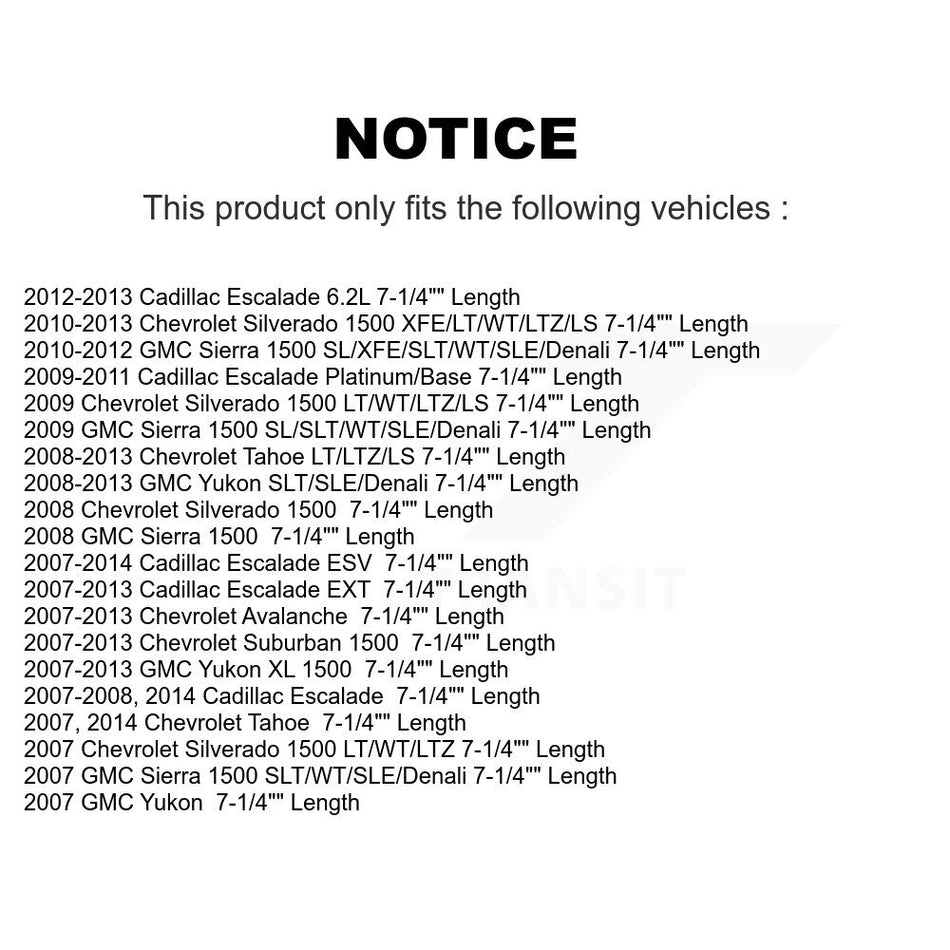 Front Suspension Control Arm Ball Joint Assembly Tie Rod End Link Kit (8Pc) For Chevrolet Silverado 1500 GMC Tahoe Sierra Suburban Yukon Cadillac XL Avalanche Escalade ESV EXT 7-1/4" Length K72-100117