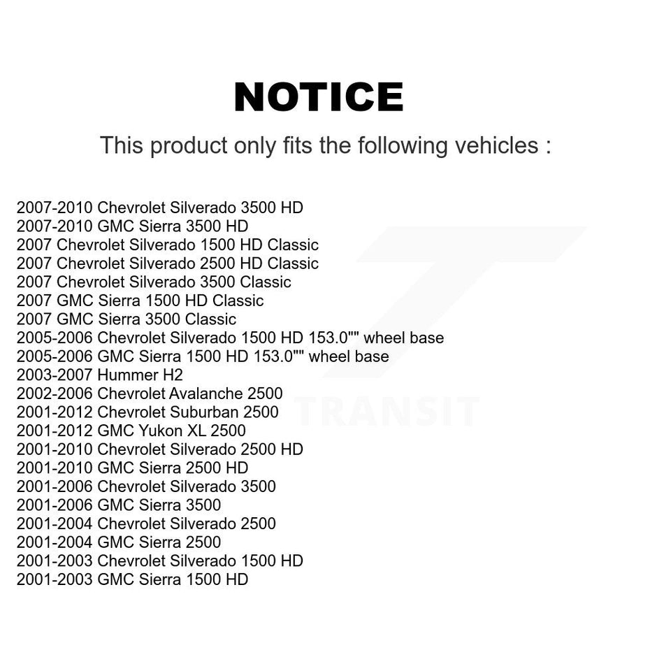 Front Suspension Control Arm And Ball Joint Assembly Steering Tie Rod End Sway Link Kit For Chevrolet Silverado 2500 HD GMC Sierra 3500 Hummer H2 Classic 1500 Suburban Yukon XL Avalanche K72-100143