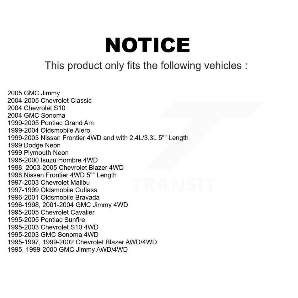 Front Link Pair For Chevrolet S10 Blazer Cavalier Pontiac GMC Nissan Frontier Grand Am Malibu Sonoma Oldsmobile Alero Jimmy Sunfire Classic Bravada Cutlass Isuzu Hombre Neon Dodge Plymouth K72-100182