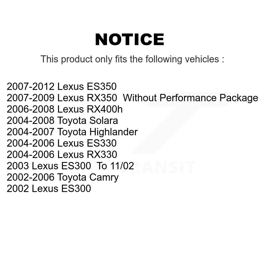 Front Suspension Control Arm And Ball Joint Assemblies Kit For Toyota Camry Lexus Highlander ES350 RX350 RX330 Solara ES330 ES300 RX400h K72-100601