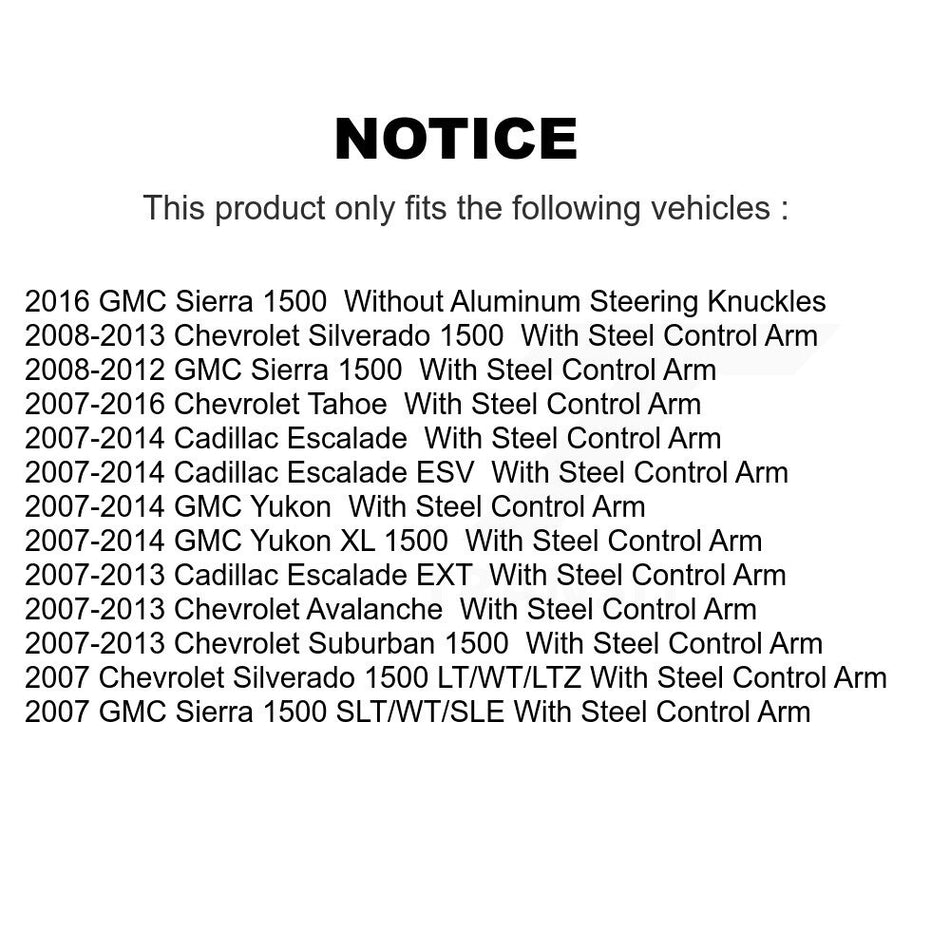 Front Suspension Control Arms And Lower Ball Joints Kit For Chevrolet Silverado 1500 GMC Tahoe Sierra Suburban Yukon Cadillac XL Avalanche Escalade ESV EXT K72-101166