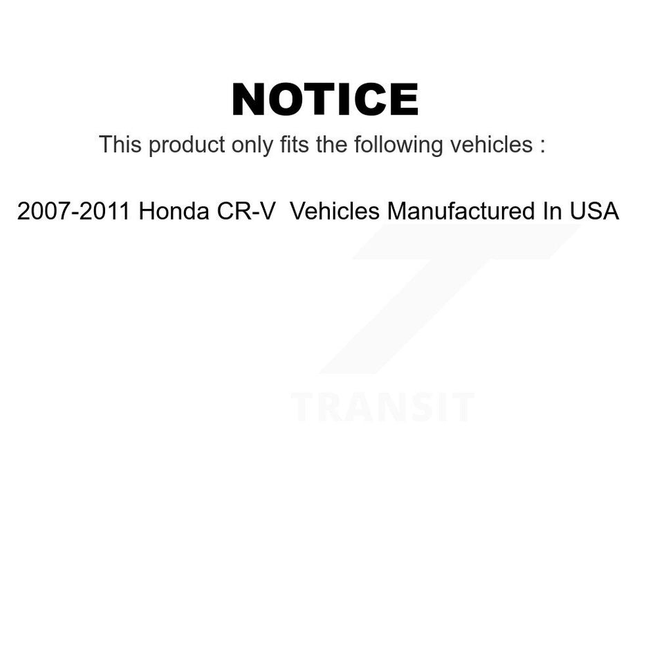 Front Wheel Bearing And Tie Rod End Kit For 2007-2011 Honda CR-V Vehicles Manufactured In USA K77-100033