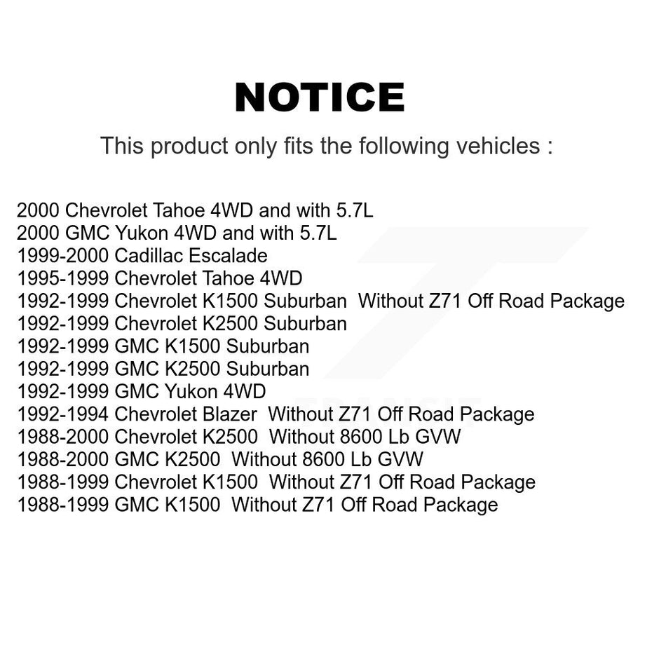 Front Suspension Shock Absorber Pair For Chevrolet K1500 GMC Tahoe K2500 Suburban Yukon Cadillac Escalade Blazer K78-100060