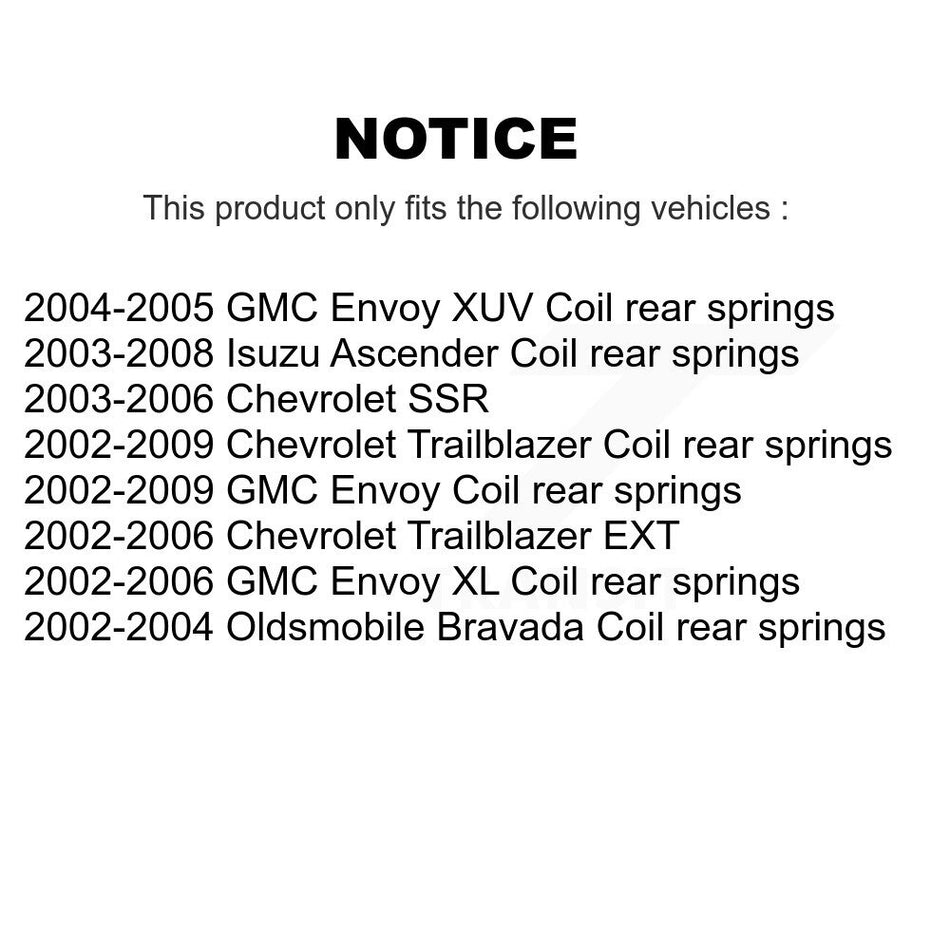 Rear Suspension Shock Absorber Pair For Chevrolet Trailblazer GMC Envoy EXT XL Oldsmobile Bravada XUV SSR Isuzu Ascender K78-100286