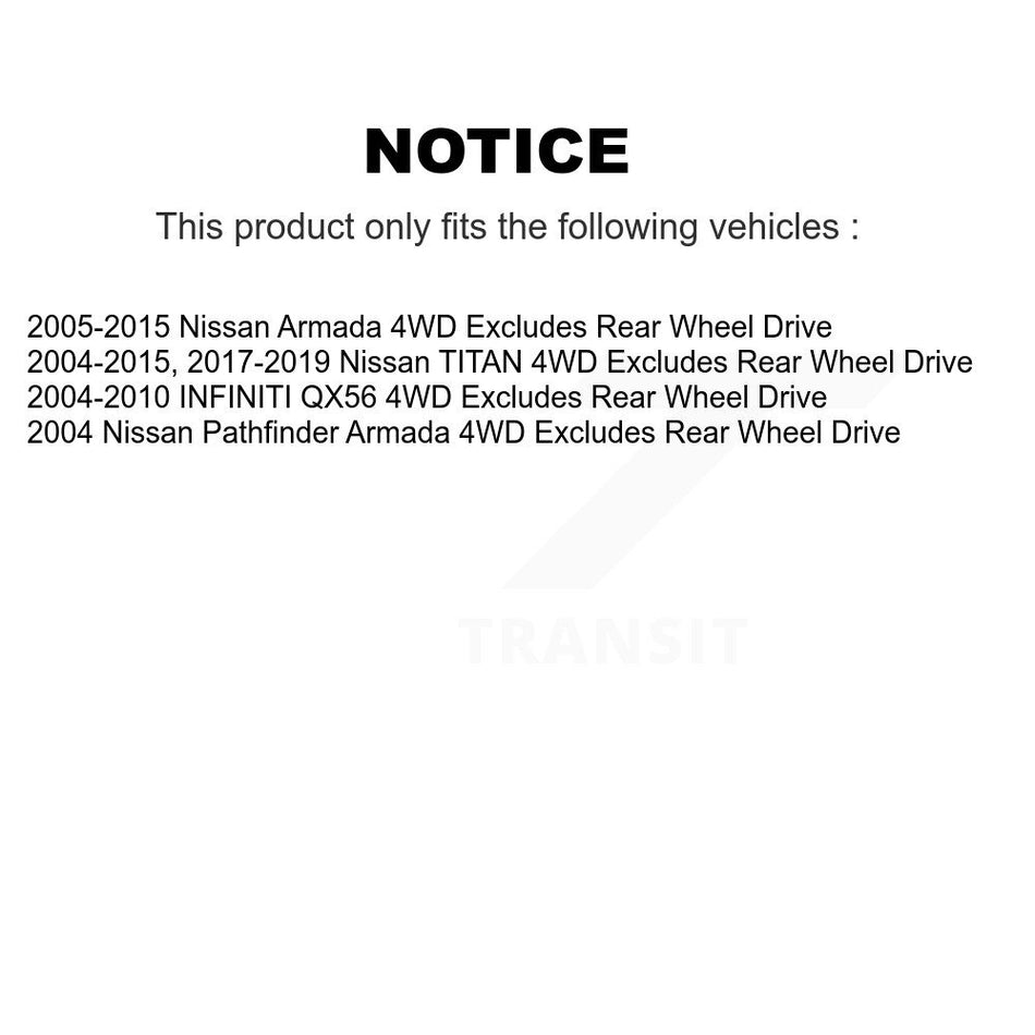 Front Complete Suspension Shocks Strut And Coil Spring Mount Assemblies Pair For Nissan Titan Armada Infiniti QX56 Pathfinder INFINITI TITAN Excludes Rear Wheel Drive 4WD K78A-100033