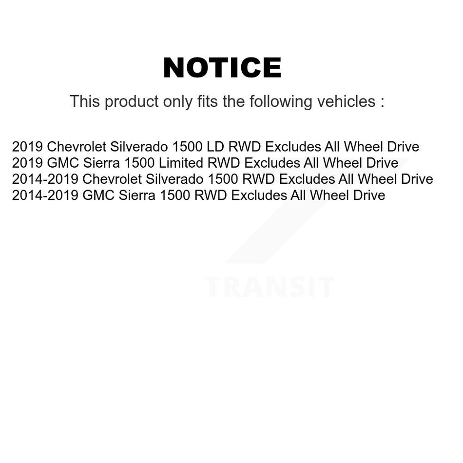 Front Complete Suspension Shocks Strut And Coil Spring Mount Assemblies Pair For Chevrolet Silverado 1500 GMC Sierra LD Limited Excludes All Wheel Drive RWD K78A-100342