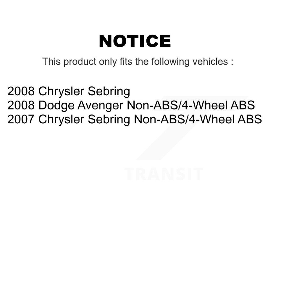 Front Hub Bearing Assembly And Link Kit For Chrysler Dodge Avenger 200 Sebring Caliber K7T-100571