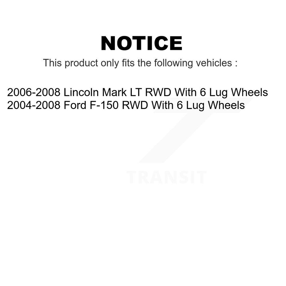 Front Disc Brake Rotors And Hub Assembly Pair For Ford F-150 Lincoln Mark LT With 6 Lug Wheels RWD K8-100035