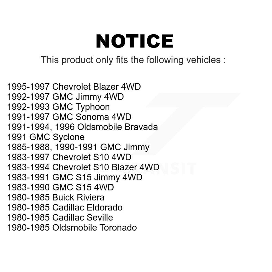 Front Disc Brake Rotors Pair For Chevrolet S10 GMC Blazer Sonoma Jimmy S15 Cadillac Eldorado Oldsmobile Buick Riviera Seville Bravada Toronado Typhoon Syclone K8-100055