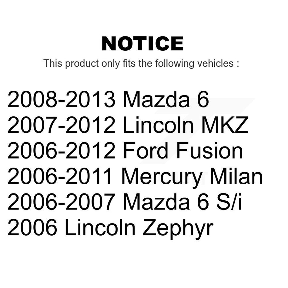 Front Disc Brake Rotors Pair For Ford Fusion Mazda 6 Lincoln MKZ Mercury Milan Zephyr K8-100173