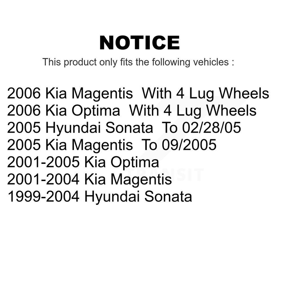 Rear Disc Brake Rotors Pair For Hyundai Sonata Kia Optima Magentis K8-100767