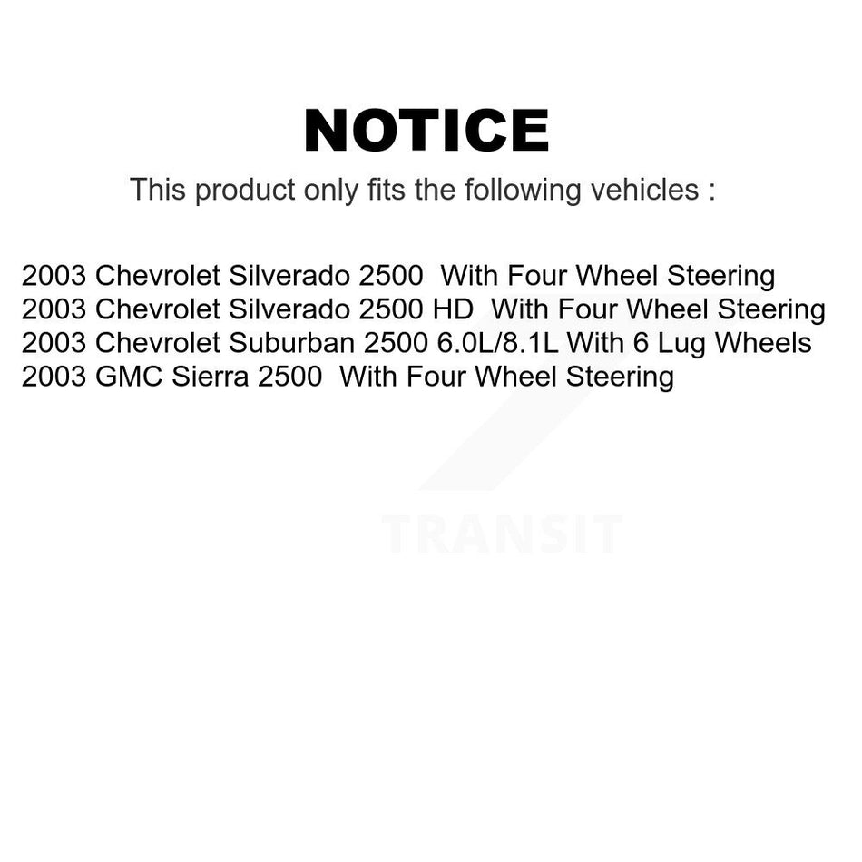 Front Rear Disc Brake Rotors Kit For 2003-2003 Chevrolet Silverado 2500 HD Suburban GMC Sierra K8-100986