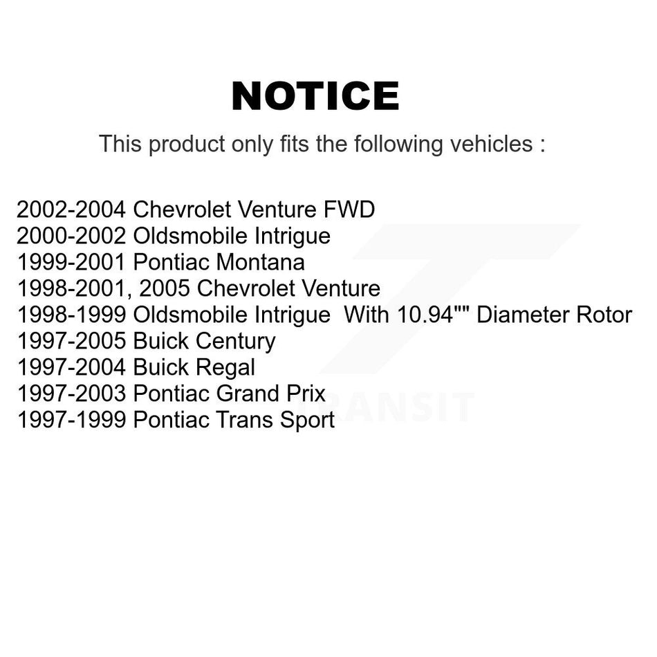Front Rear Disc Brake Rotors Kit For Buick Century Pontiac Grand Prix Chevrolet Venture Regal Oldsmobile Intrigue Montana Trans Sport K8-101805