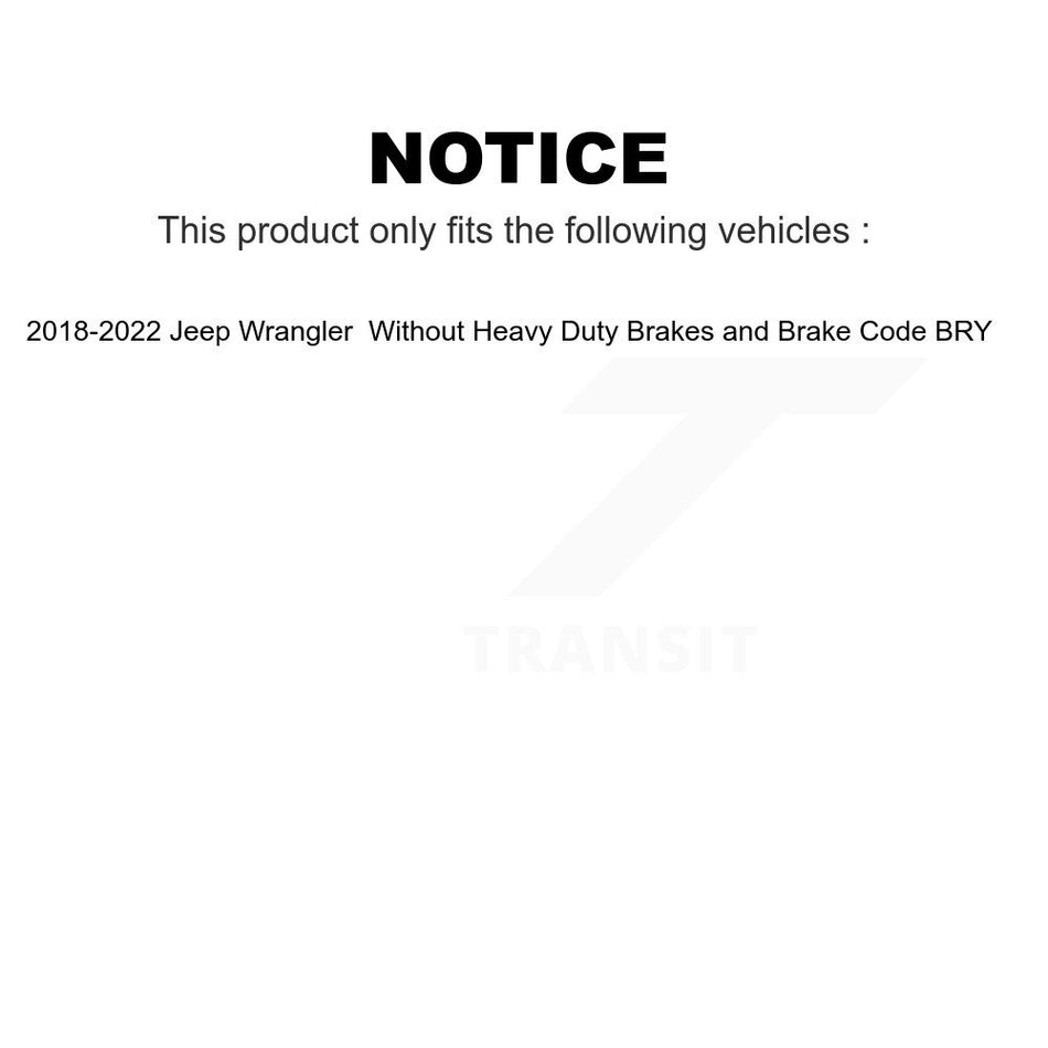 Rear Disc Brake Rotors Pair For 2018-2022 Jeep Wrangler Without Heavy Duty Brakes Code BRY K8-102348