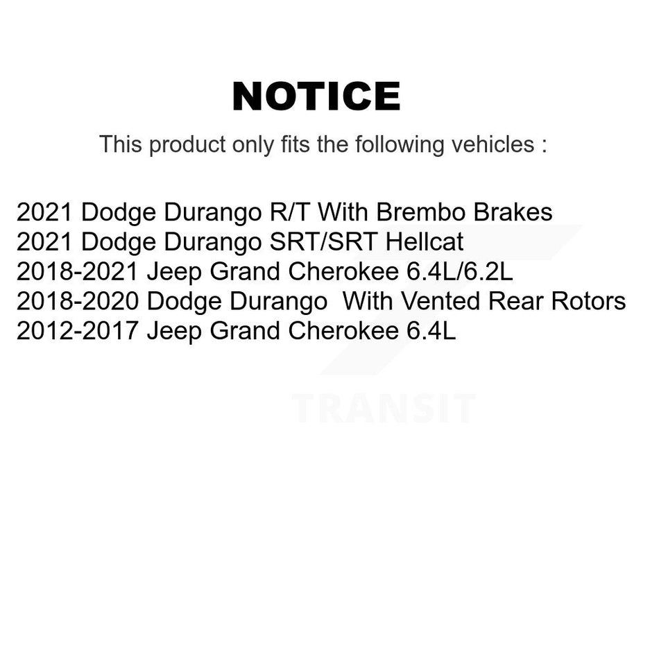 Rear Disc Brake Rotors And Ceramic Pads Kit For Jeep Grand Cherokee Dodge Durango K8C-101743